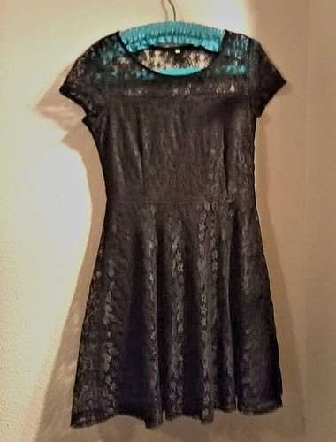 Black lace stretch mini - lace, dress