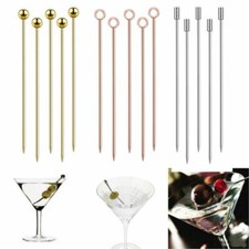 Stainless Steel Cocktail Sticks Fruit Sticks Reusable Drink Picks Martini Picks