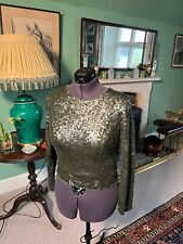 Caroline Charles green sequinned evening top - size 12 - excellent condition