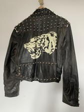 KATHARINE HAMNETT Vintage 90s Studded Leather Motorcycle Jacket Roaring Tiger