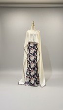 Pure Silk Floral Maxi Dress With Lace Up Long Flowing Ivory Pure Silk Cape