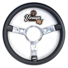 Vintage Warehouse Retro Classic 14" Polished With Black Vinyl Steering Wheel Kit