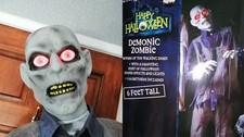 Animated Shaking Zombie approx 6ft Eyes Light and Makes a Noise. Halloween Fancy