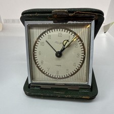 Vintage Kienzle 7 Rubis Travel Alarm Clock in Folding Leather Case Working Order