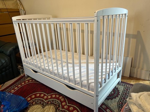 Wooden baby cot - bed, drawer