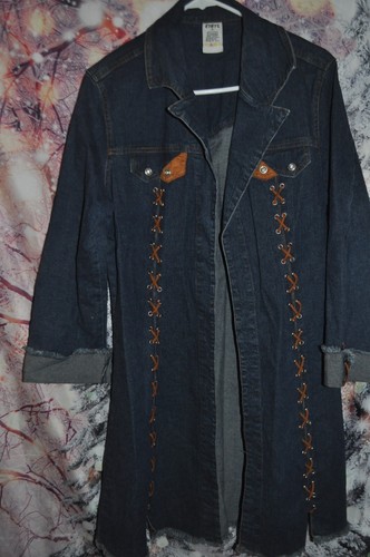 Ethyl blue denim leather lace - blue,