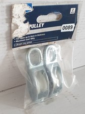 2 X Galvanised Metal Lifting Pulleys  Line/Rope/Cable Etc Max 90kg For 8mm Rope.