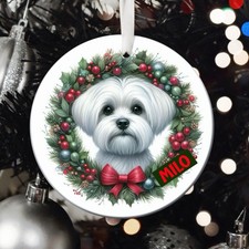 Personalised Maltese Christmas Decoration - Dog, Xmas Tree Ornament