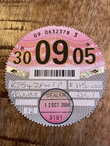 Old tax disc september 2005 - disc,