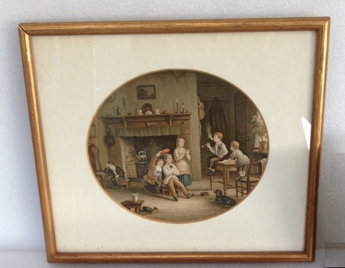 Blond oval antique print - le,