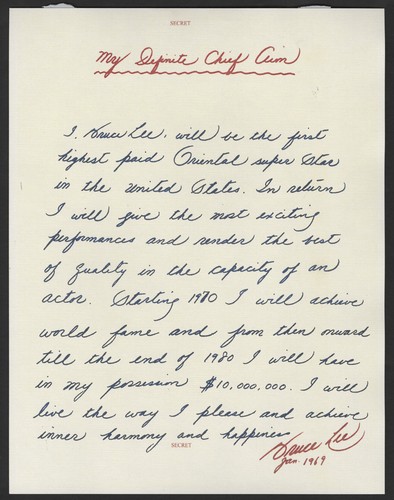 Bruce lee signed note - lee,