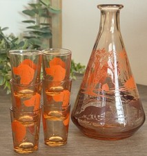 Retro Orange Glass Decanter