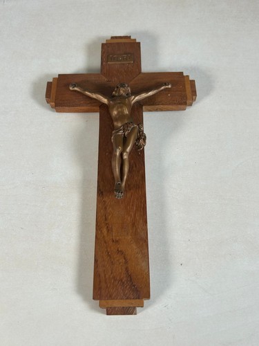 Vintage wooden crucifix wall - wooden,