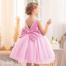 2025 Kids Girls Flower Bridesmaid Bow Princess Dress Party Fancy Wedding Dresses