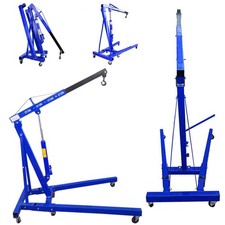 Garage Blue 1 Ton Hydraulic Engine Crane Stand Hoist Lift Jack Mechanics Lifting