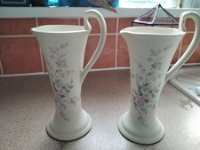 Aldridge Pottery, x Pair of  Vases,  Flowers, 9.4 ins High.