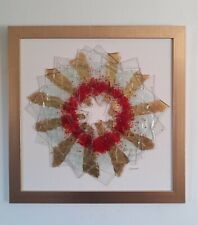 Large Framed  Multi Colour Glass Plaque By Christine Romano