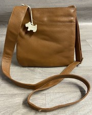 RADLEY Tan Brown Leather Small Crossbody Bag With Dog Charm