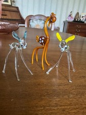 X3 Vintage lamp works Hand Blown Pirelli Glass Deer  Doe Bambi 