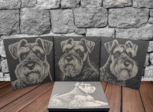 Schnauzer slate coaster - coaster, set