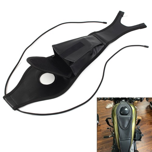 Black leather fuel tank - black,