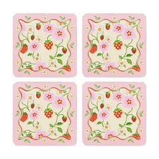 Cath Kidston Strawberry Set of 4 Cork Backed Coasters
