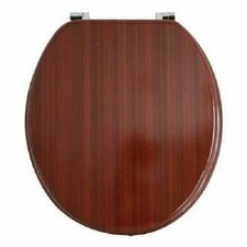 18" MDF Universal Bathroom WC Toilet Seat ‎D-Shaped Easy Fit Heavy Duty Mahogany