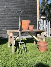 Upcycled local potato box plant pot bench.   92cm length, 39cm width, 51cm heigh