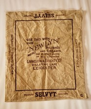 Rare vintage 16" Newlyn Selvyt polish/cream advertising velour polishing cloth