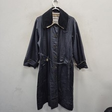 Barbour x Alexachung Mildred Linen Cotton Navy Trench Parka Coat Size Uk 10