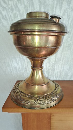 Brass oil lamp - lamp, font