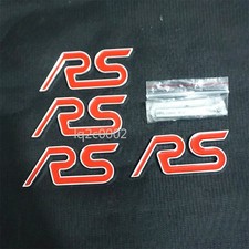 RS Chrome Red Silver Metal Grille Emblem + 3x Sticker Decal Badge Edition Luxury