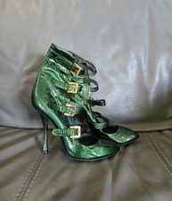 Sergio Rossi Vero Cuoio Designer Green Patent Leather Kinky Heels  UK6/39 VGC