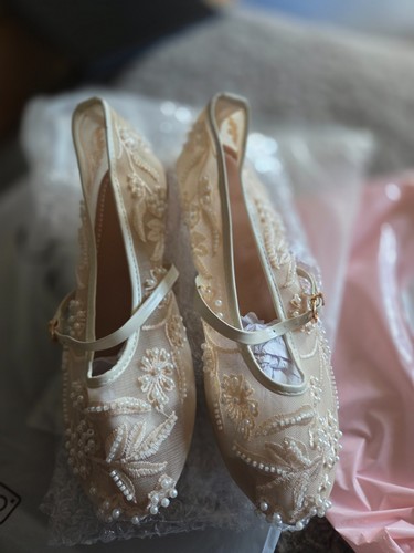 Zara shoes ivory beaded mesh - shoes;,