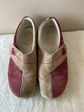 HOTTER WRAP real suede ladies beige and burgundy slipper size 5/38