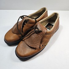 Stylo Matchmakers Vintage Teegrip Ladies Brown Leather Golf Shoes Spikeless Sz 6