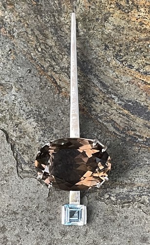Silver pendant smoky quartz
