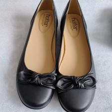 Hotter Jewel Size 8 EXF (Wide Fit)  Black Leather Flat Shoes. New