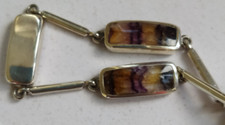 Sterling Silver Derbyshire Blue John Oblong Link Bracelet -HM 2009