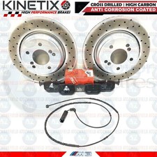 FOR BMW E46 M3 REAR DRILLED PERFORMANCE KINETIX BRAKE DISCS TRW PADS WIRE 328mm