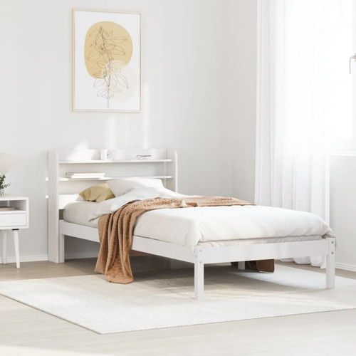 Bed frame white solid pinewood - solid,