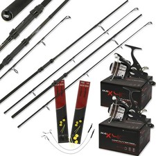 Fishing Stalking Setup 2x 6ft 3LB TC Rods And Carp Runner Reels With 4 Rigs NGT