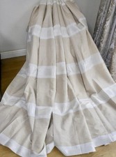 LOVELY QUALITY BESPOKE DESIGNER VILLA NOVA CREAM/ BEIGE LINEN/ SILK MIX CURTAINS