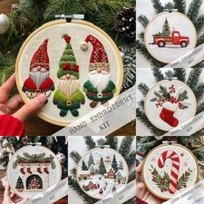 Hand Embroidery Starter Stitch Kits Sewing Craft Stamped Embroidery Xmas Gifts