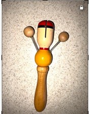 Vintage  Wood 70's clacker toy