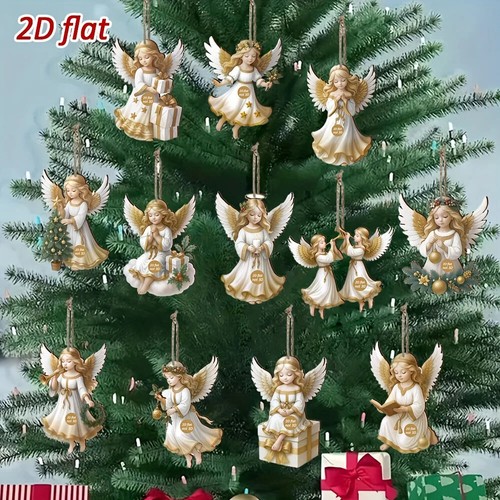 12pcs wooden white angel - wooden,