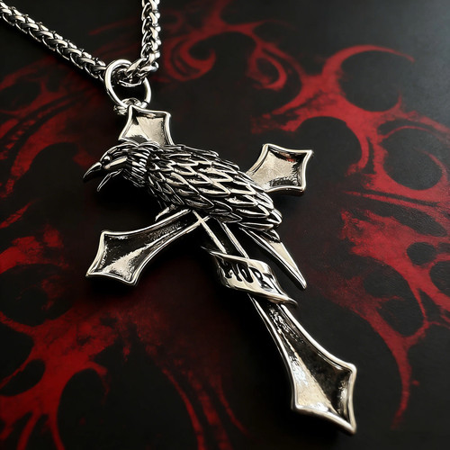 Gothic occult raven cross - occult,