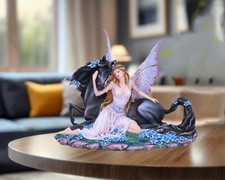 Pink Fairy and Unicorn Companion Figurine Gothic Ornament New & Boxed 33cm