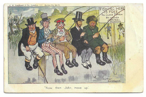 Political cartoon postcard - cartoon,