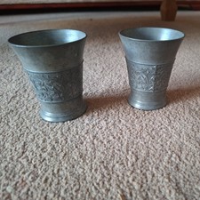 Vintage BMF Zinn 95% Pewter Pitcher/Cup Vine Relief Decoration 8cm Tall x 2